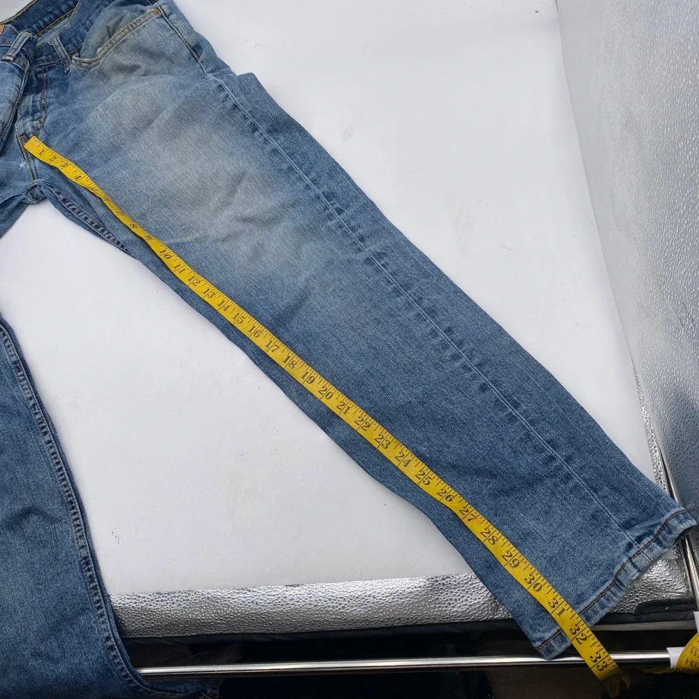 Levi's 511 Slim Fit Jeans Mens 34x32 Light Wash Blue Distressed Denim Casual SEO